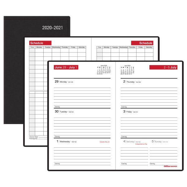 slide 1 of 4, Office Depot Weekly Academic Planner, 4'' X 6-3/8'', 30% Recycled, Black, July 2020 To June 2021, 1 ct