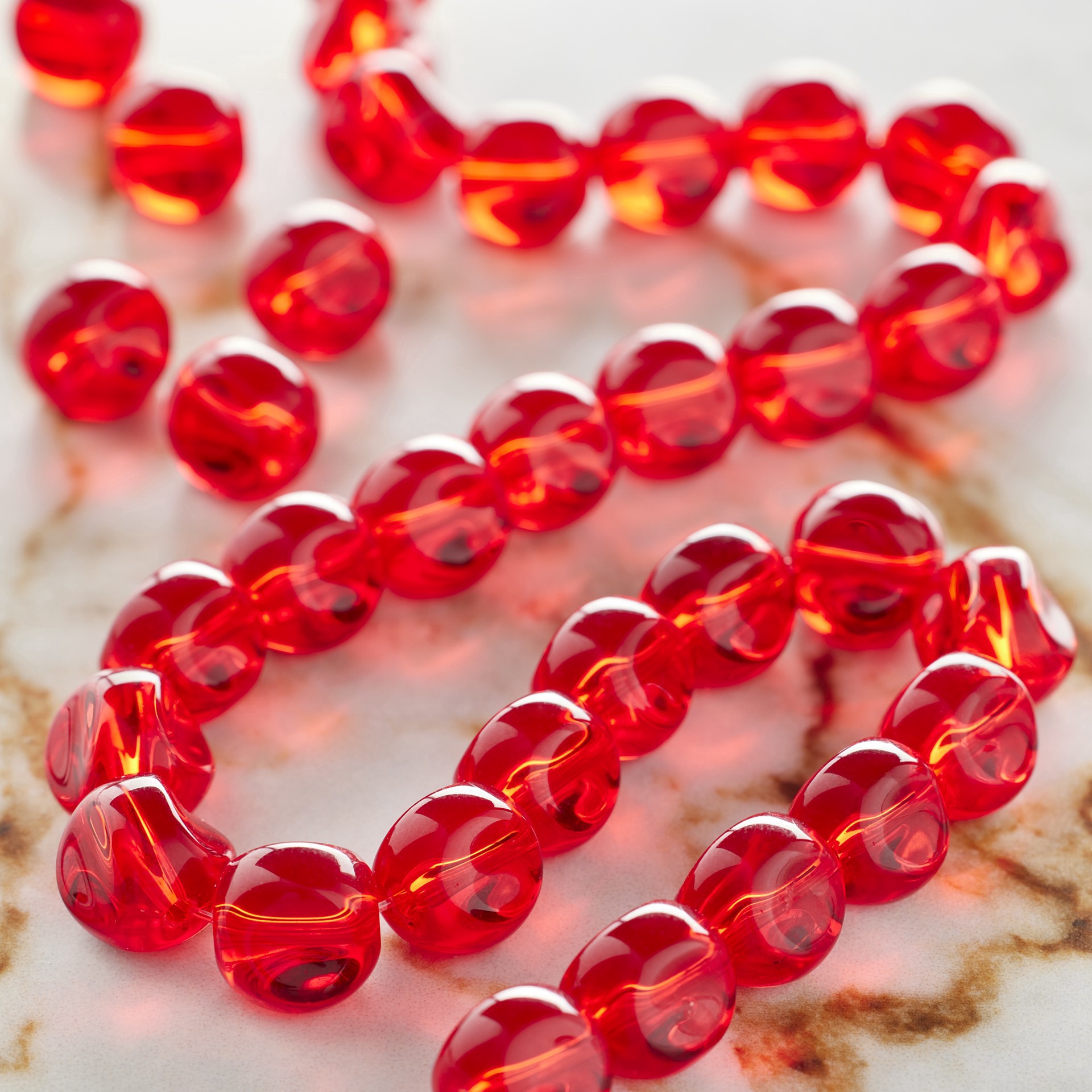 slide 2 of 3, Ruby Cut Glass Round Beads, 10mm By Bead Landing, 10mm