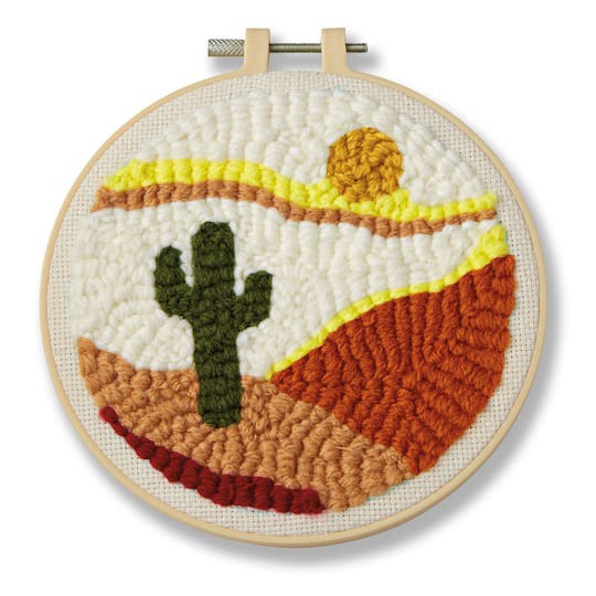 slide 1 of 3, Desert Cactus Punch Needle Kit By Loops & Threads, 6 in x 6 in