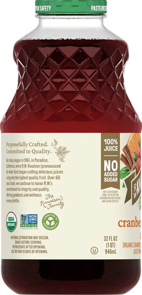 slide 4 of 4, RW Knudsen Family Organic Cranberry Orange Cinnamon 100% Juice 32 fl oz, 32 fl oz