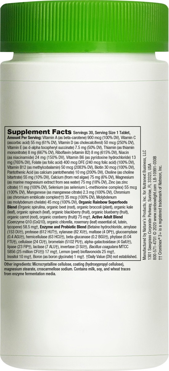 slide 3 of 6, Rainbow Light Active Adult 50+™ Multivitamin with Rainbow Superfoods Blend and Probiotics, 30 Tablets, 30 ct