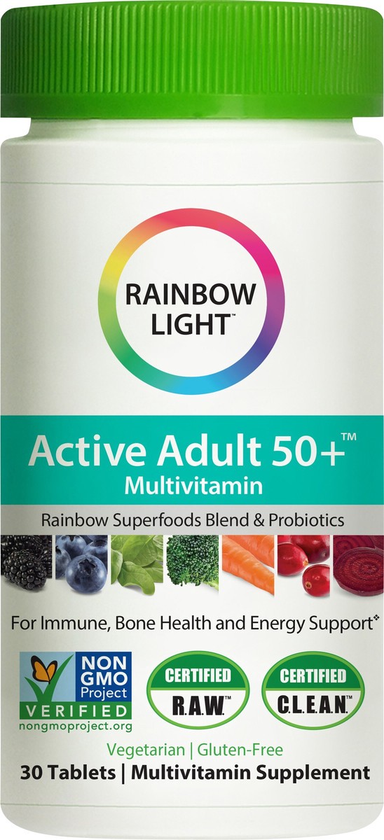 slide 4 of 6, Rainbow Light Active Adult 50+™ Multivitamin with Rainbow Superfoods Blend and Probiotics, 30 Tablets, 30 ct