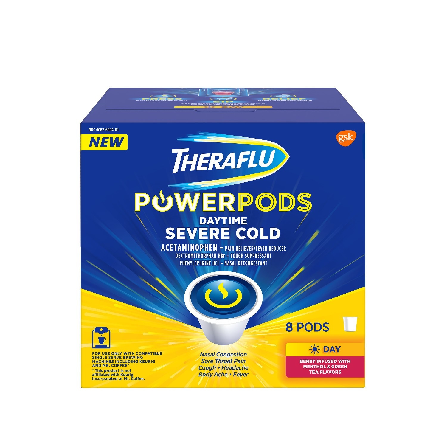 slide 1 of 6, Theraflu Power Pods Daytime Severe Cold, 8 ct