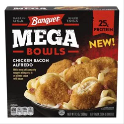 Banquet MEGA Bowls Chicken Bacon Alfredo, Frozen Meal, 13 oz.