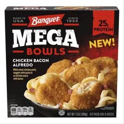 Banquet MEGA Bowls Chicken Bacon Alfredo, Frozen Meal, 13 oz.