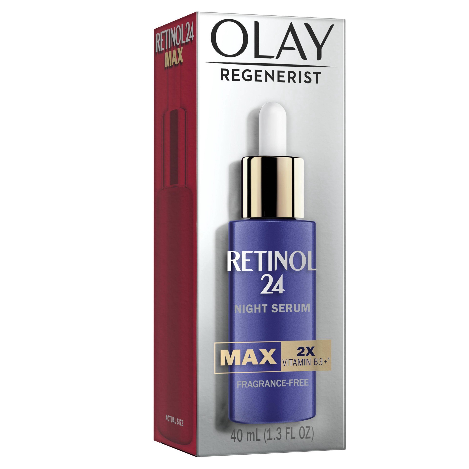 slide 8 of 11, Olay Regenerist Retinol 24 MAX Night Face Serum, 1.3 Oz, 1.3 fl oz