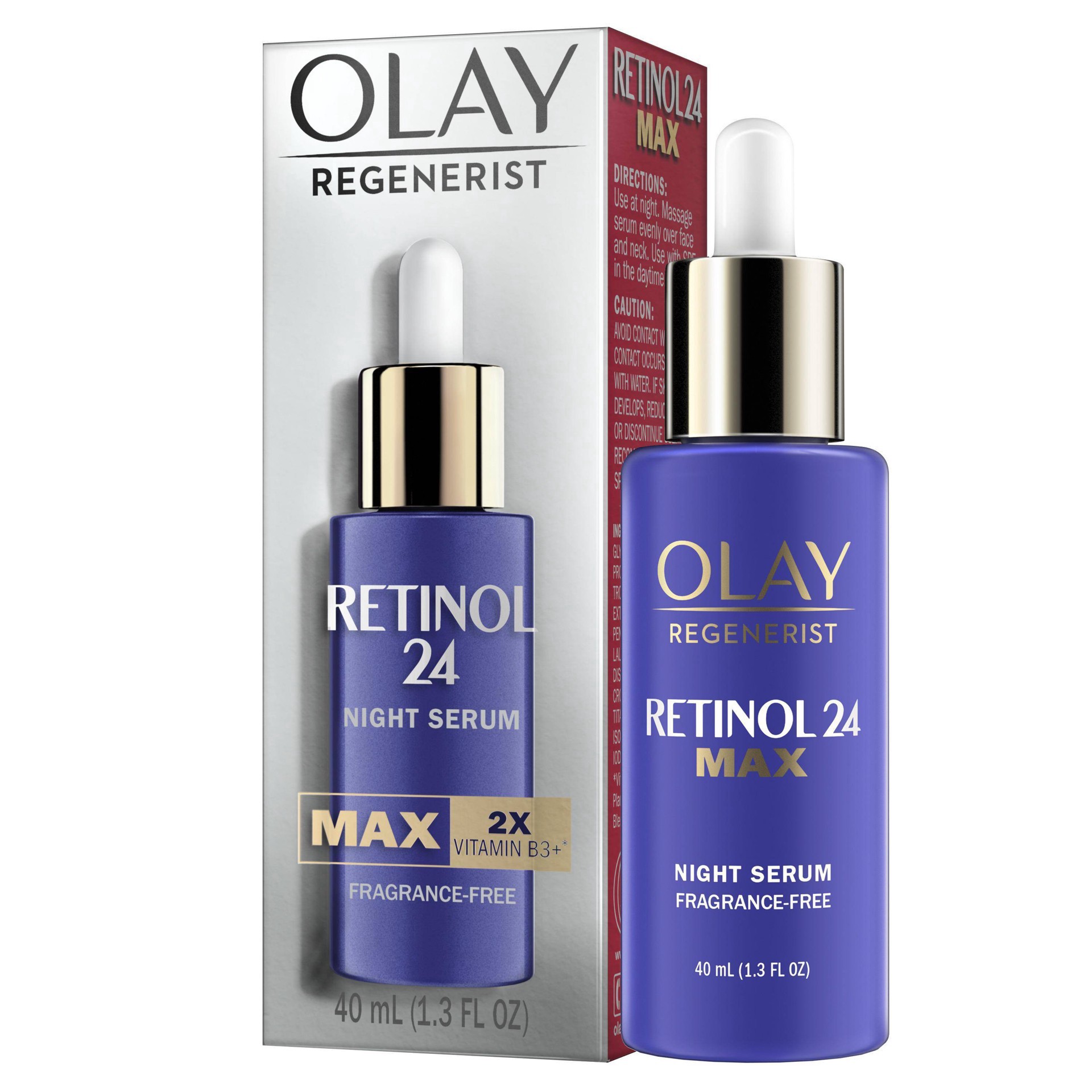 slide 9 of 11, Olay Regenerist Retinol 24 MAX Night Face Serum, 1.3 Oz, 1.3 fl oz