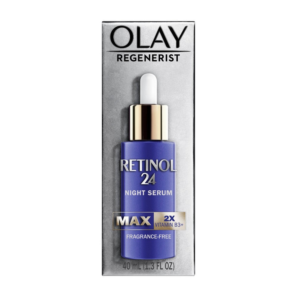 slide 10 of 11, Olay Regenerist Retinol 24 MAX Night Face Serum, 1.3 Oz, 1.3 fl oz