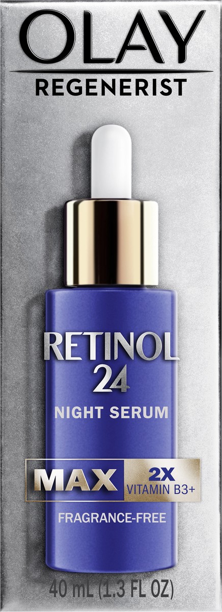 slide 1 of 11, Olay Regenerist Retinol 24 MAX Night Face Serum, 1.3 Oz, 1.3 fl oz