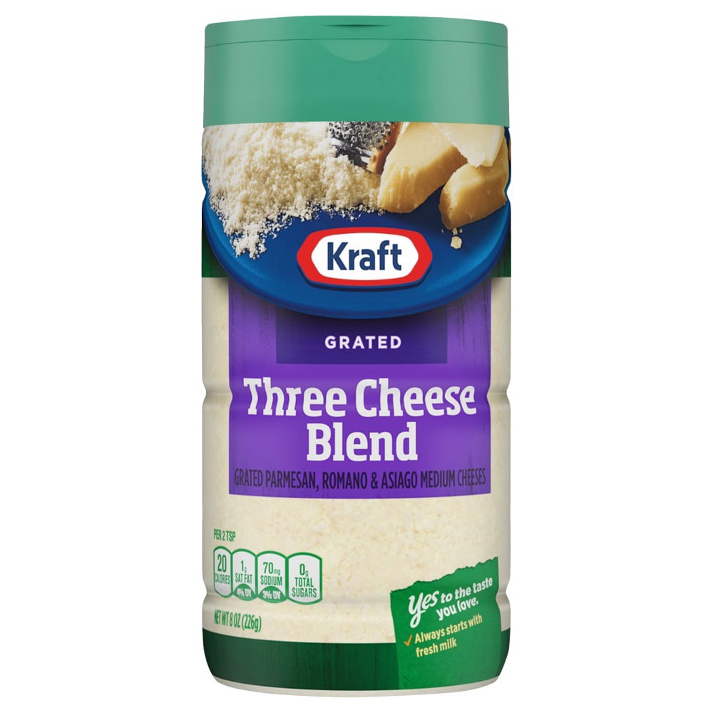 slide 4 of 6, Kraft Three Cheese Blend Grated Cheese, 8 oz