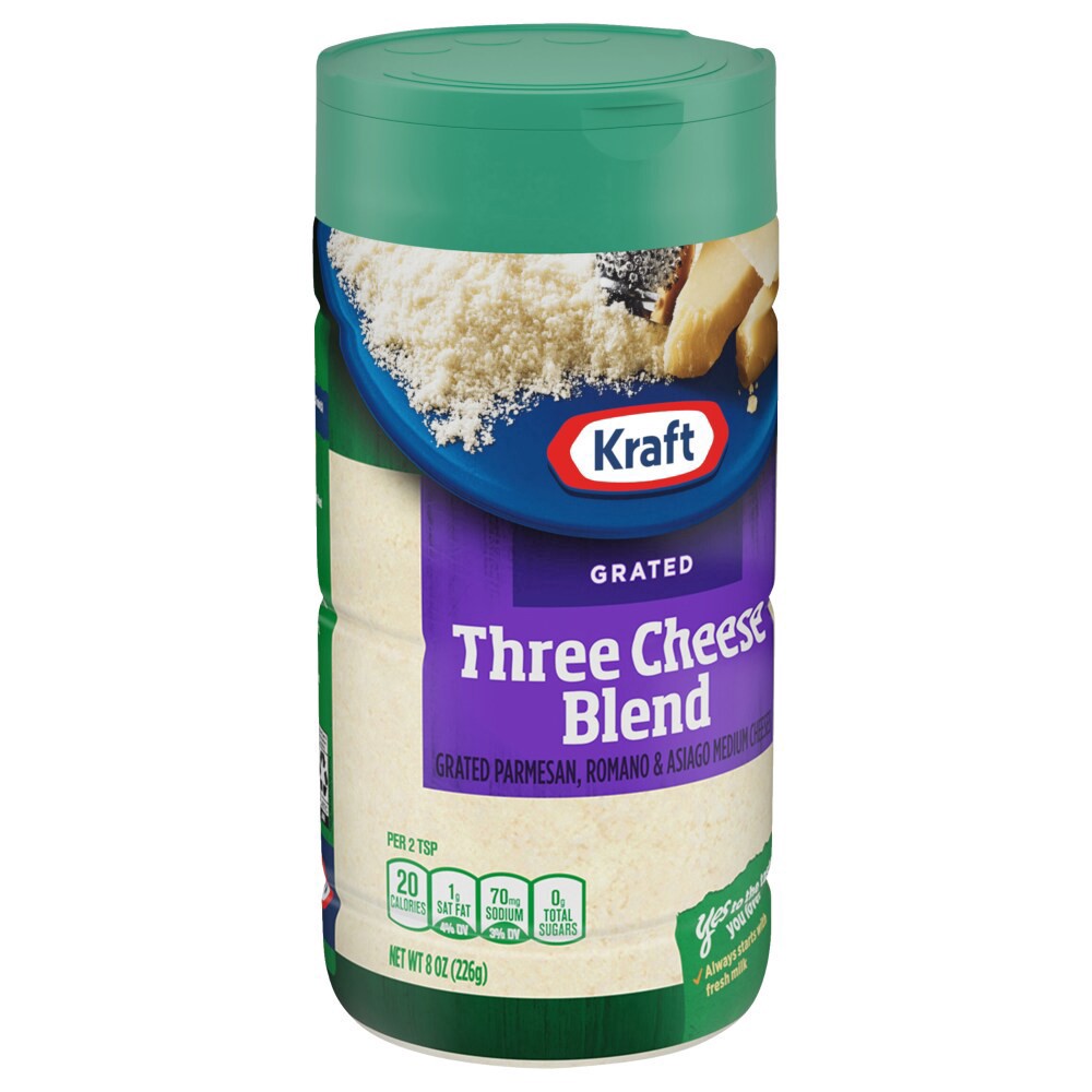 slide 5 of 6, Kraft Three Cheese Blend Grated Cheese, 8 oz