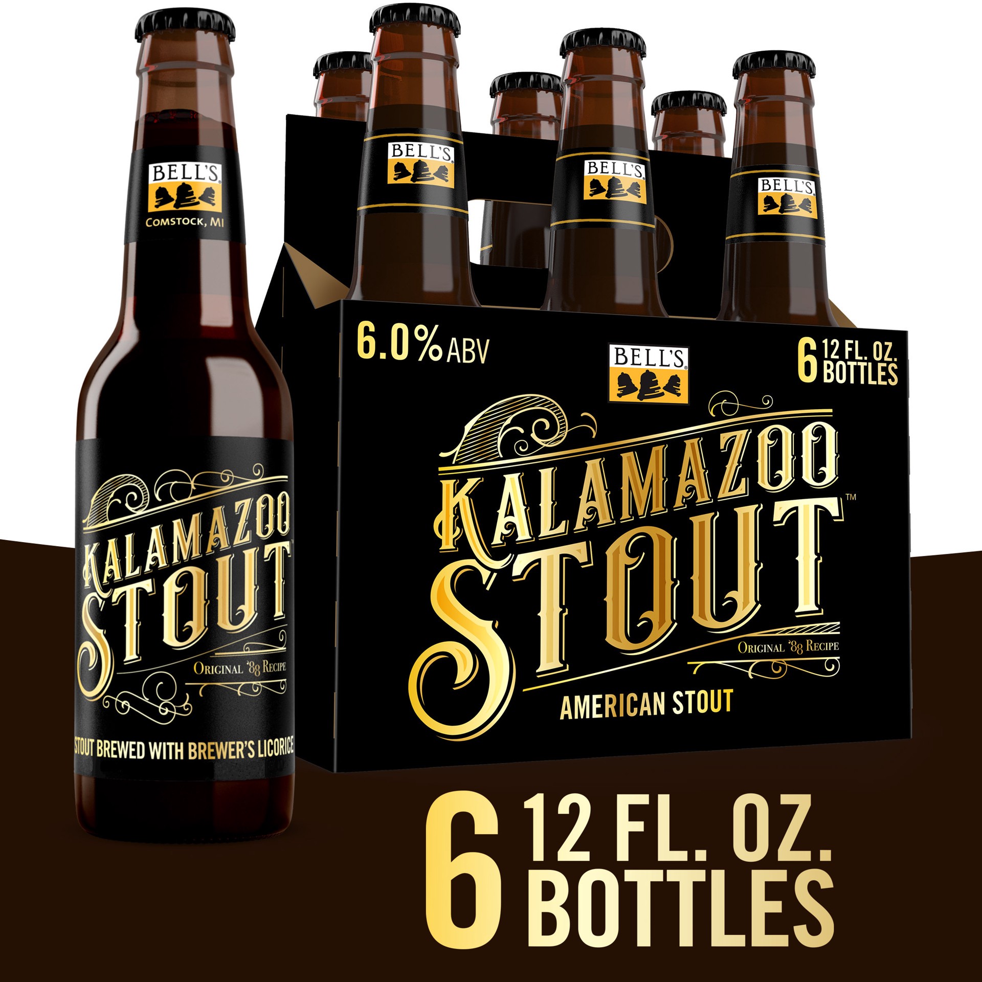 slide 1 of 4, Bell's Kalamazoo Stout Beer, 6 Pack, 12 fl oz Bottles, 6 ct; 12 oz