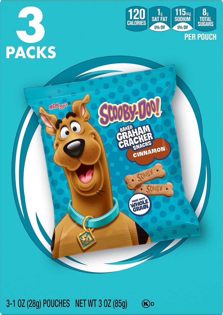 slide 7 of 8, Kellogg's Scooby-Doo! Baked Cinnamon Graham Cracker Snacks 3 ea, 3 ct