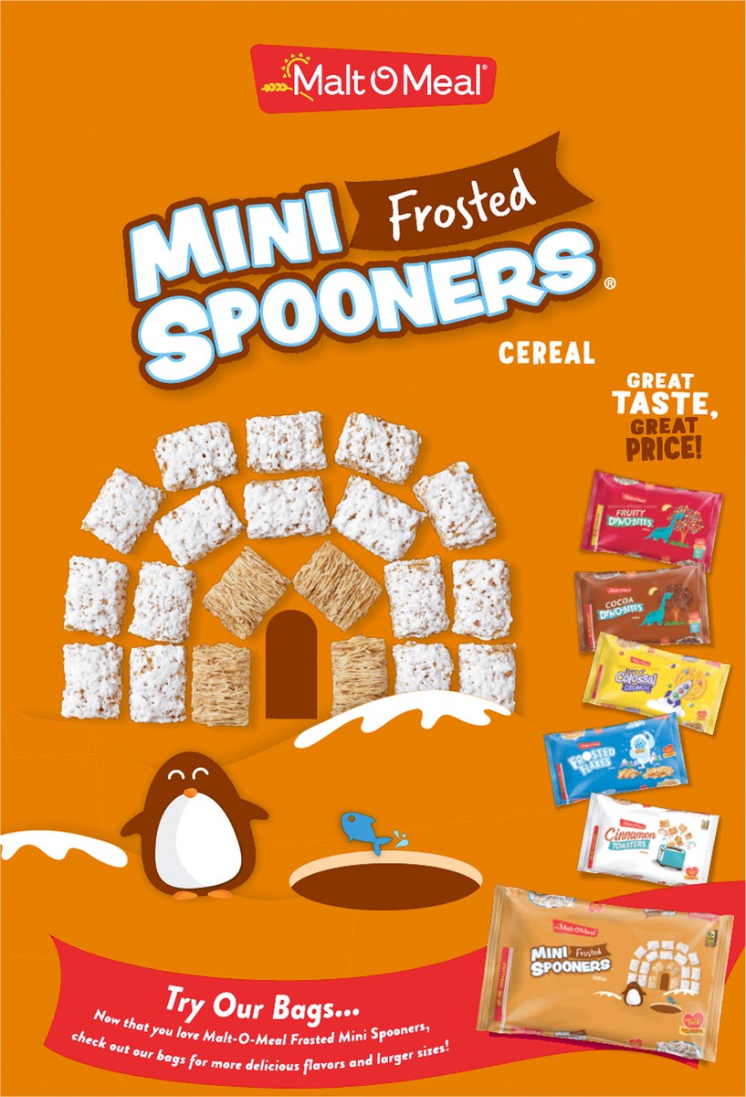 slide 7 of 9, Malt-O-Meal Frosted Mini Spooners Shredded Wheat Cereal, 15 OZ Small Box, 15 oz