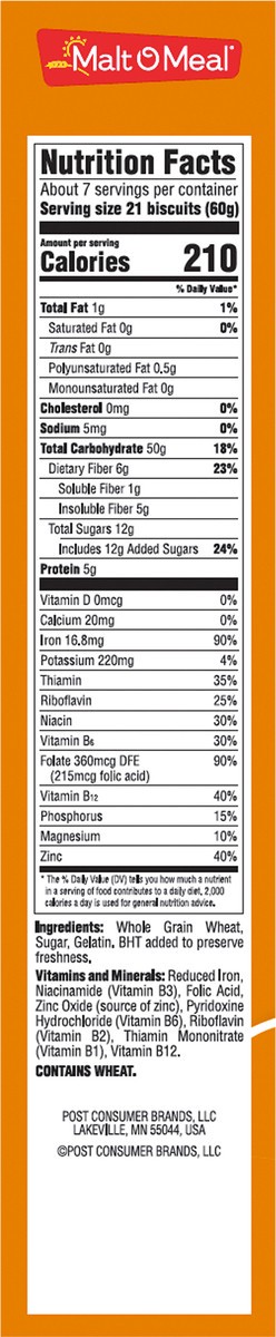 slide 6 of 9, Malt-O-Meal Frosted Mini Spooners Shredded Wheat Cereal, 15 OZ Small Box, 15 oz