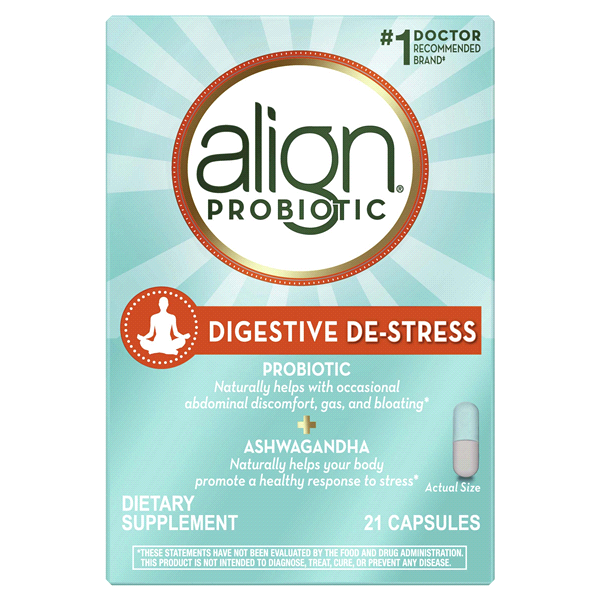 slide 1 of 1, Align Probiotic Digestive De-Stress Capsules, 21 ct
