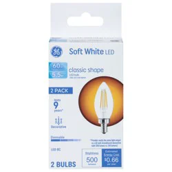 GE LED Soft White 5.5 Watts Classic Shape Light Bulbs - 2 Pack