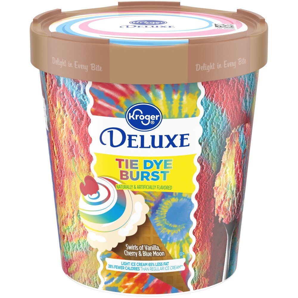 slide 1 of 1, Kroger Deluxe Tie Dye Burst Ice Cream, 16 fl oz