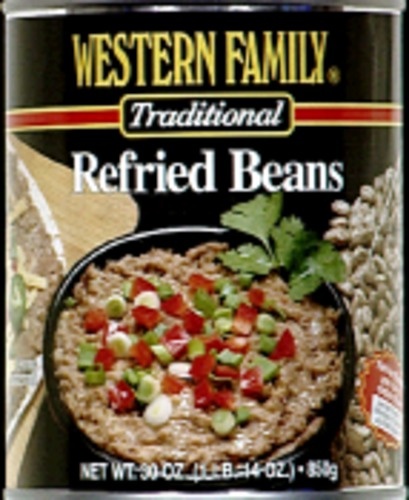 slide 1 of 1, Western Family Traditional Refried Beans, 30 oz