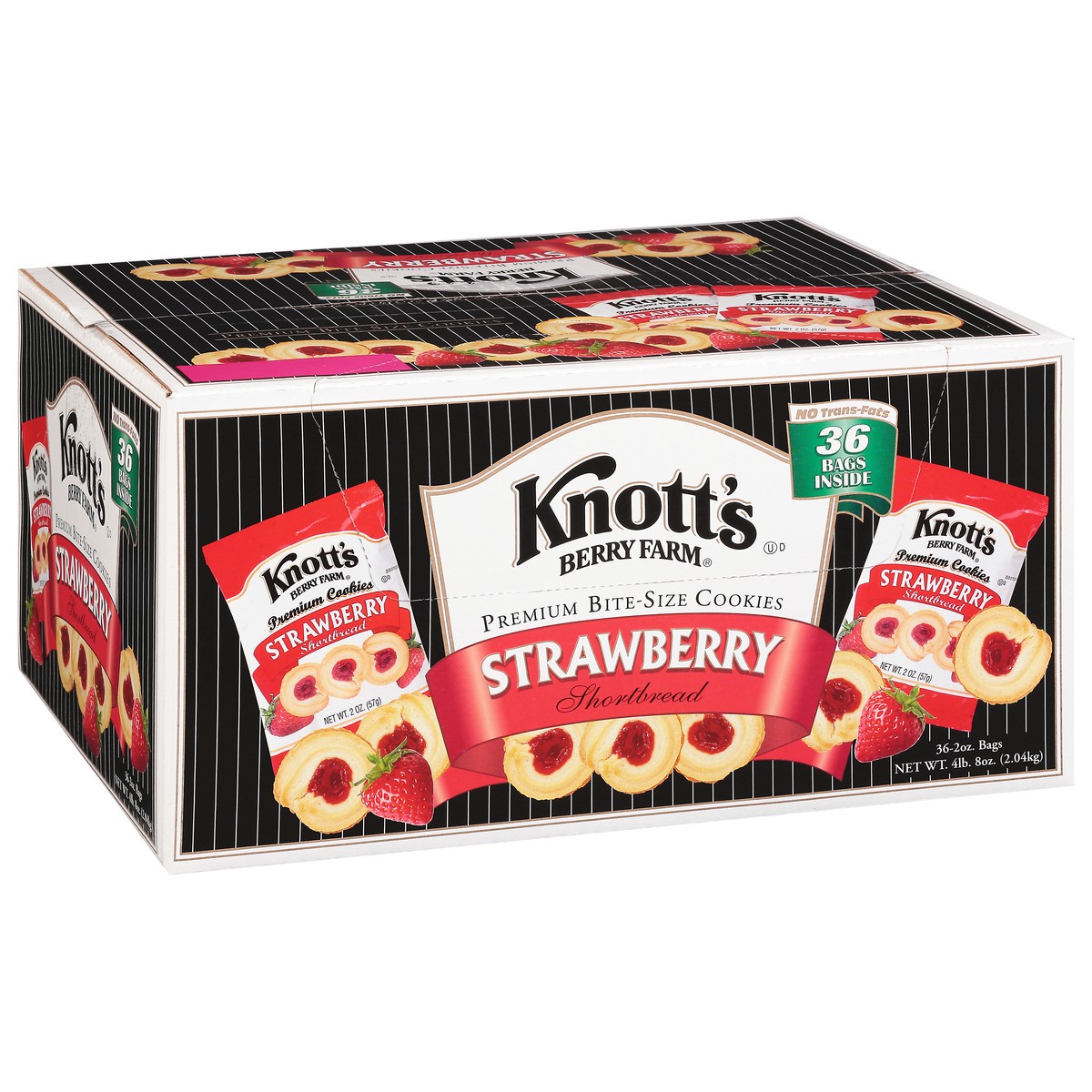 slide 2 of 9, Knott's Berry Farm Strawberry Shortbread Premium Bite-Size Cookies 36 - 2 oz Bags, 36 ct