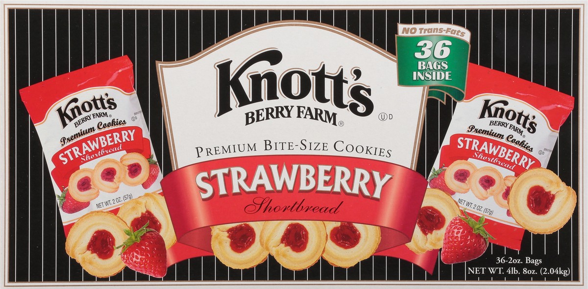 slide 9 of 9, Knott's Berry Farm Strawberry Shortbread Premium Bite-Size Cookies 36 - 2 oz Bags, 36 ct