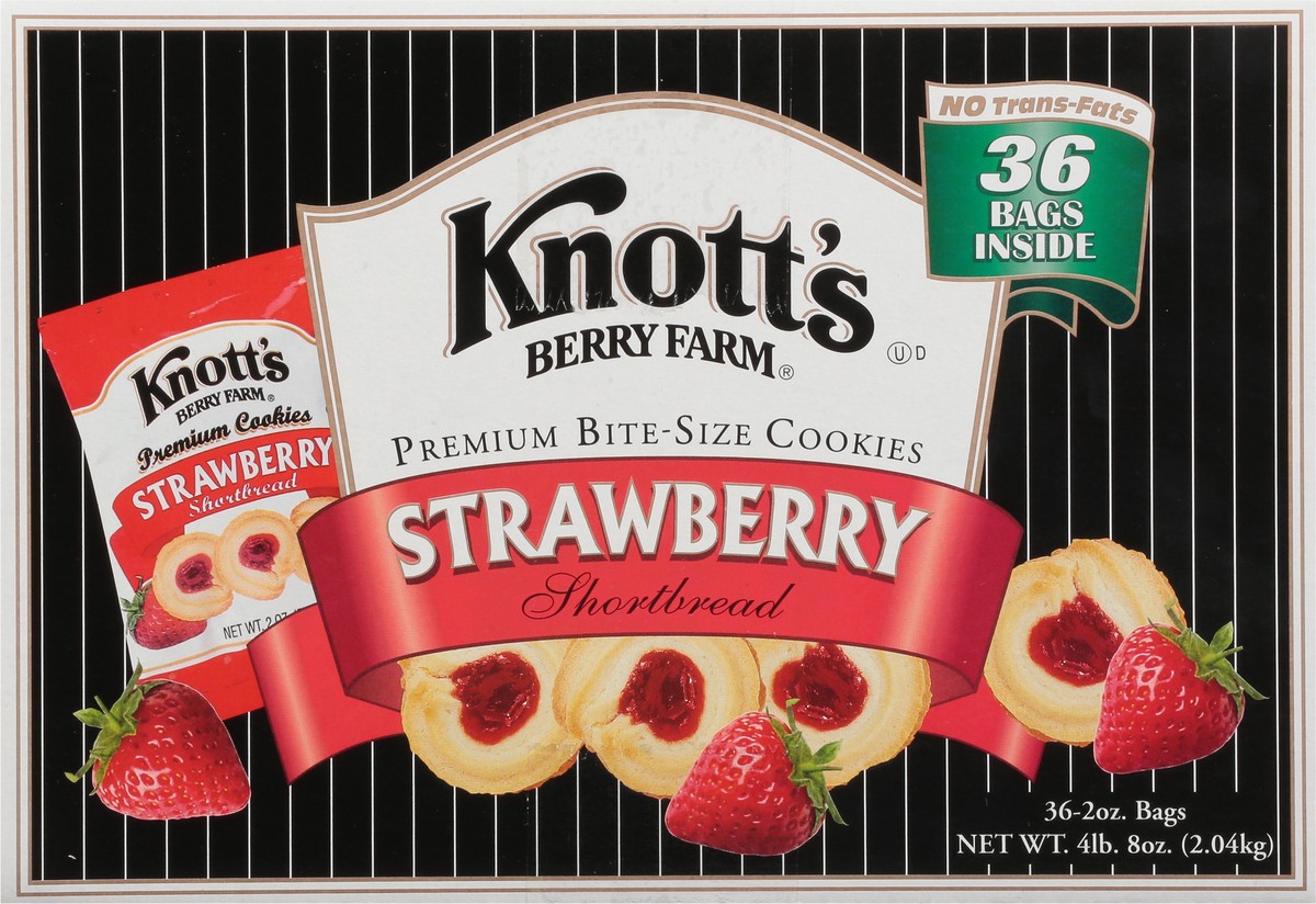 slide 5 of 9, Knott's Berry Farm Strawberry Shortbread Premium Bite-Size Cookies 36 - 2 oz Bags, 36 ct