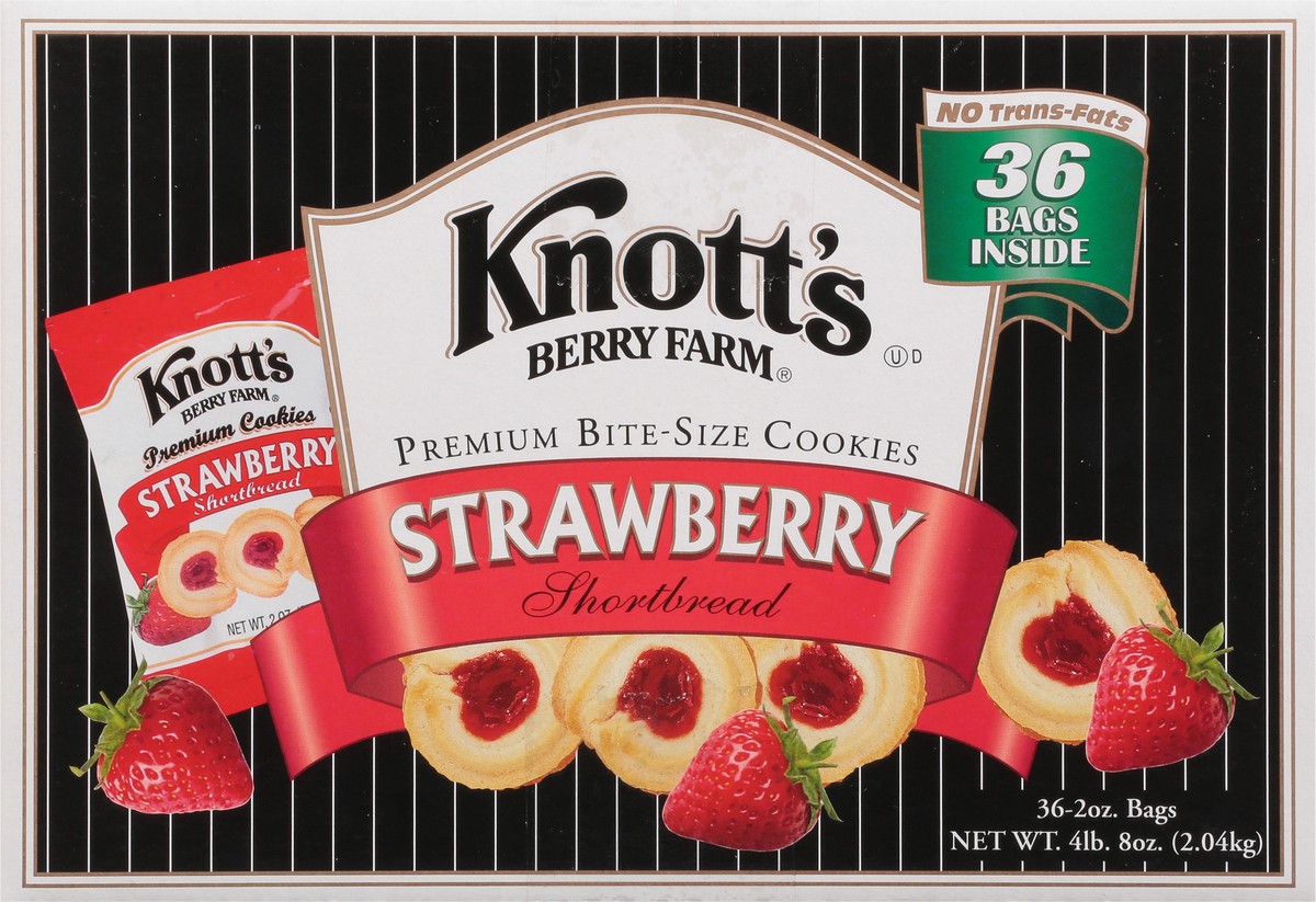 slide 4 of 9, Knott's Berry Farm Strawberry Shortbread Premium Bite-Size Cookies 36 - 2 oz Bags, 36 ct