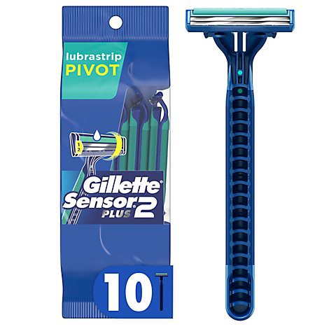 slide 1 of 1, Gillette Sensor2 Plus Pivoting Head Mens Disposable Razors - 10 Count, 10 ct