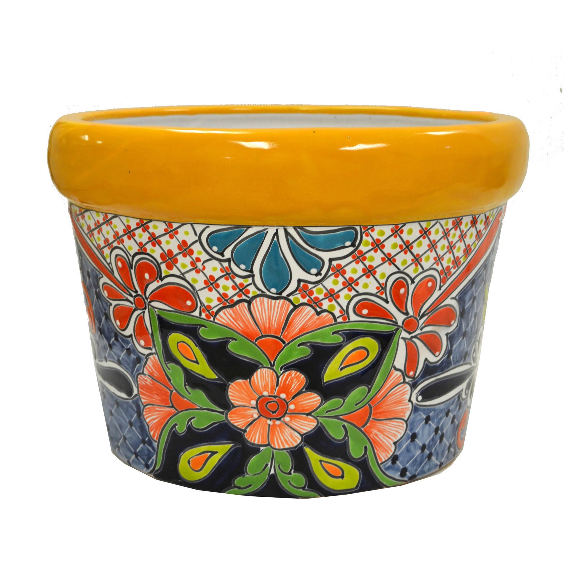 slide 1 of 1, Blue Orange Pottery Medium Talavera Queso Planter, 1 ct