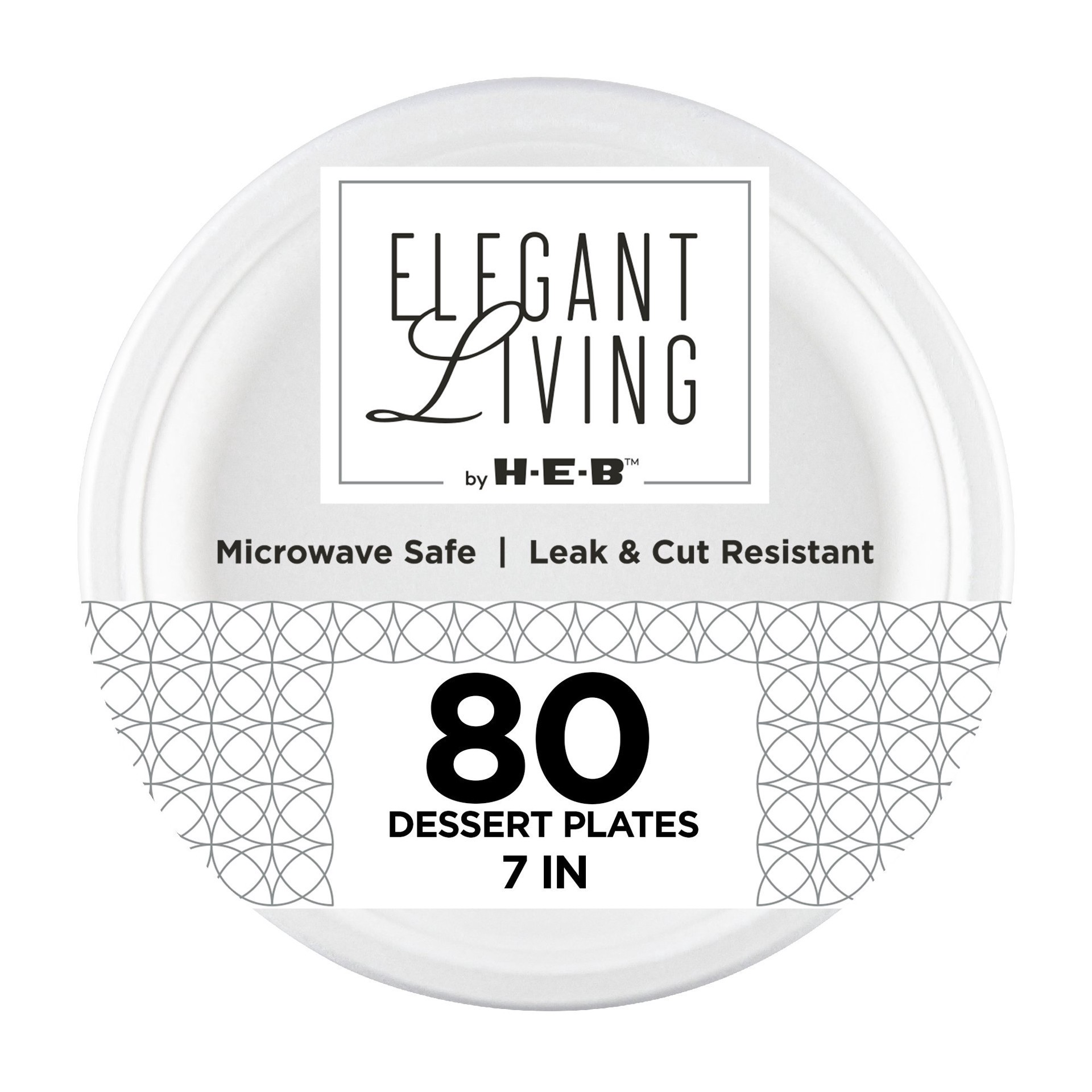 slide 1 of 1, Elegant Living by H-E-B 7" Round Paper Plates, 80 ct