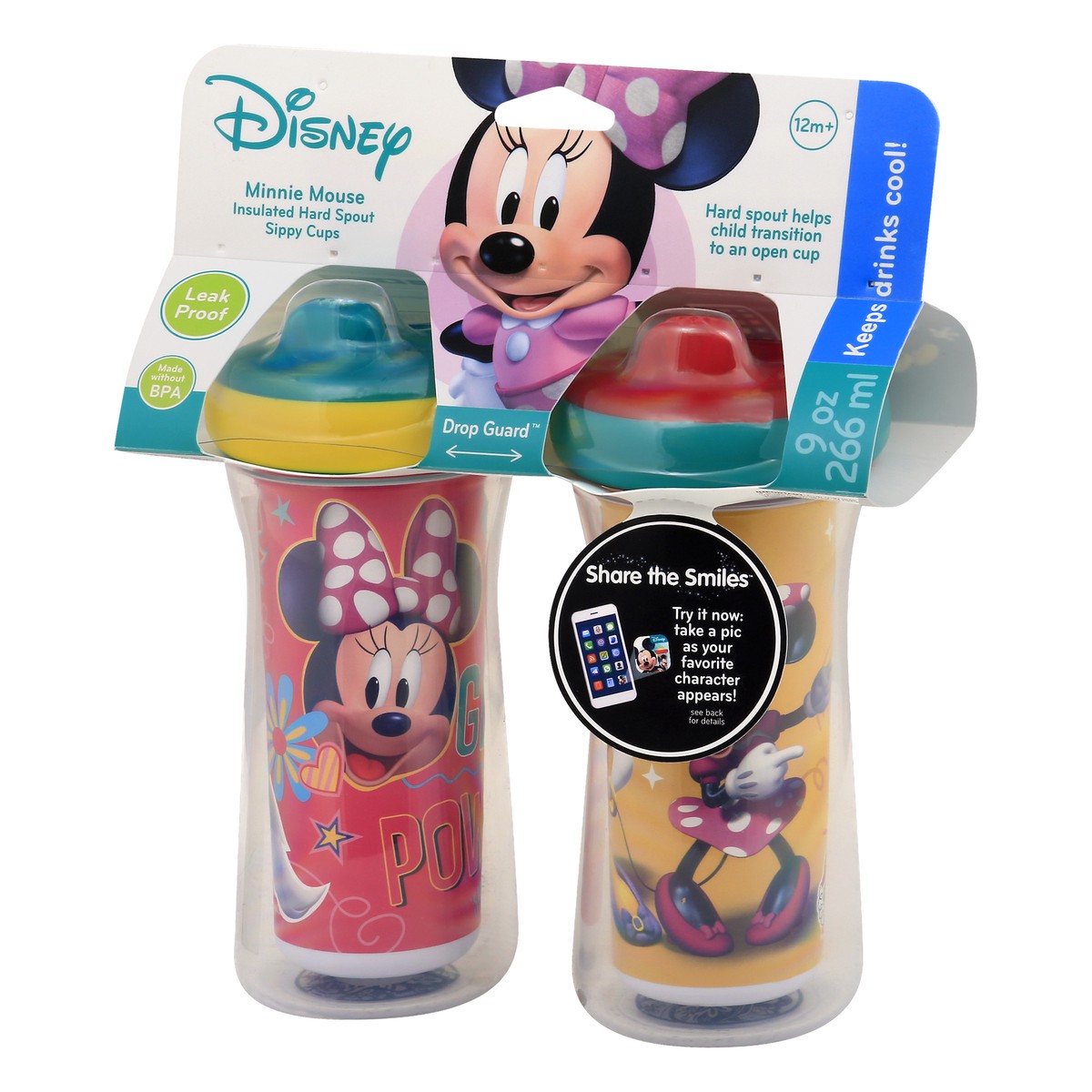 slide 7 of 10, Tomy Minnie Mouse 9 Ounce Insulated Hard Spout Sippy Cups 2 ea, 2 ct