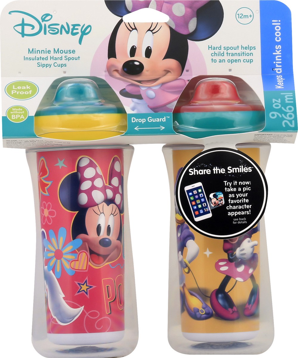 slide 9 of 10, Tomy Minnie Mouse 9 Ounce Insulated Hard Spout Sippy Cups 2 ea, 2 ct