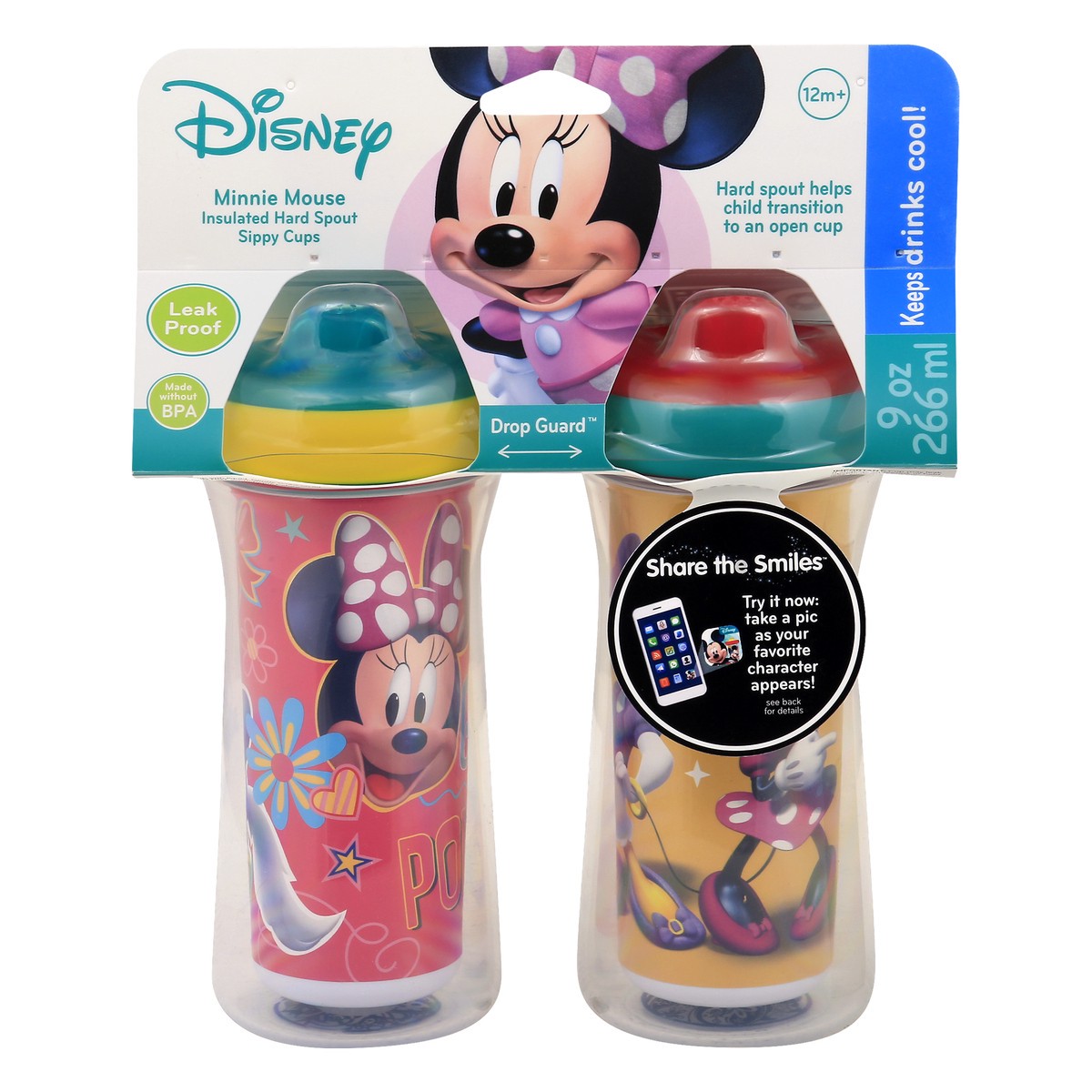 slide 1 of 10, Tomy Minnie Mouse 9 Ounce Insulated Hard Spout Sippy Cups 2 ea, 2 ct