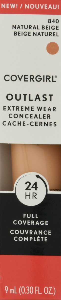 slide 3 of 12, Covergirl Outlast Natural Beige 840 Extreme Wear Concealer 0.30 fl oz, 9 ml