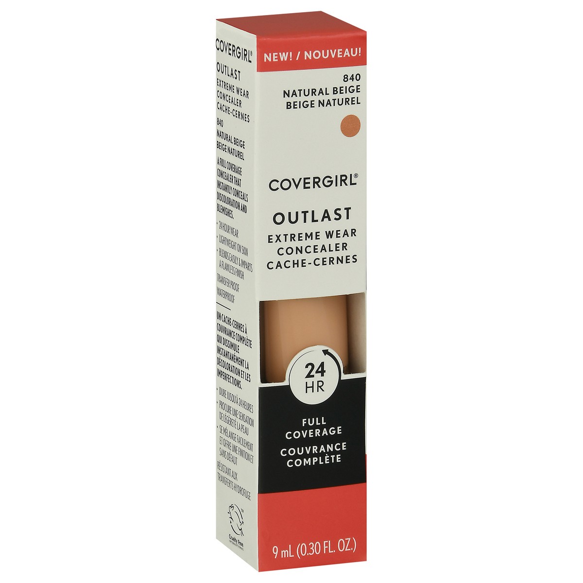 slide 2 of 12, Covergirl Outlast Natural Beige 840 Extreme Wear Concealer 0.30 fl oz, 9 ml