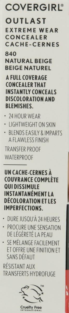 slide 10 of 12, Covergirl Outlast Natural Beige 840 Extreme Wear Concealer 0.30 fl oz, 9 ml