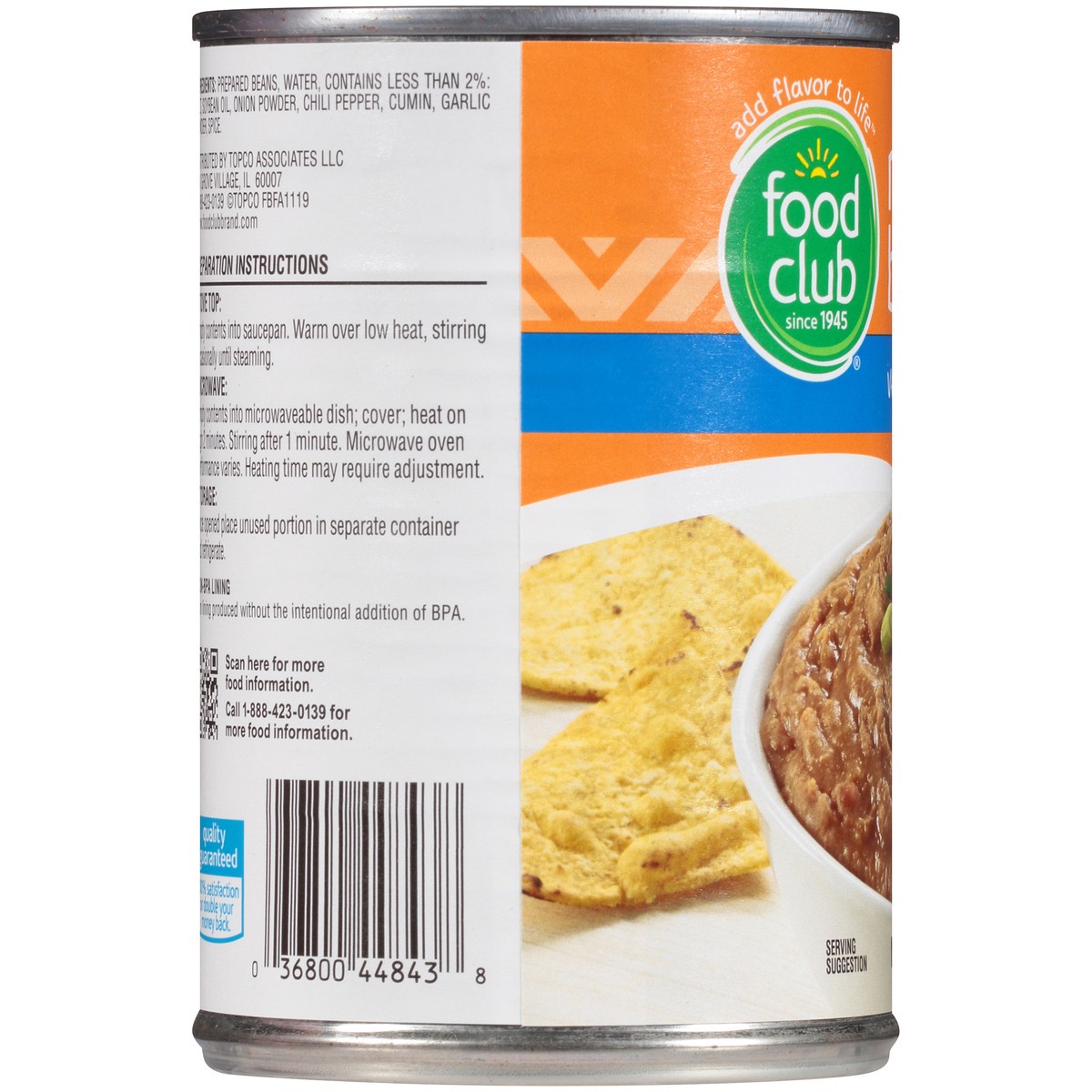 slide 7 of 10, Food Club Vegetarian Refried Beans, 16 oz