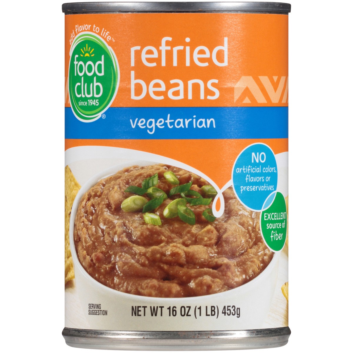 slide 9 of 10, Food Club Vegetarian Refried Beans, 16 oz