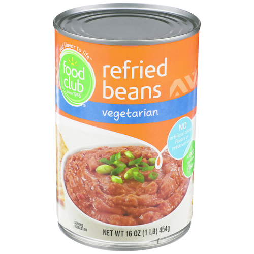 slide 1 of 1, Food Club Vegetarian Refried Beans, 16 oz