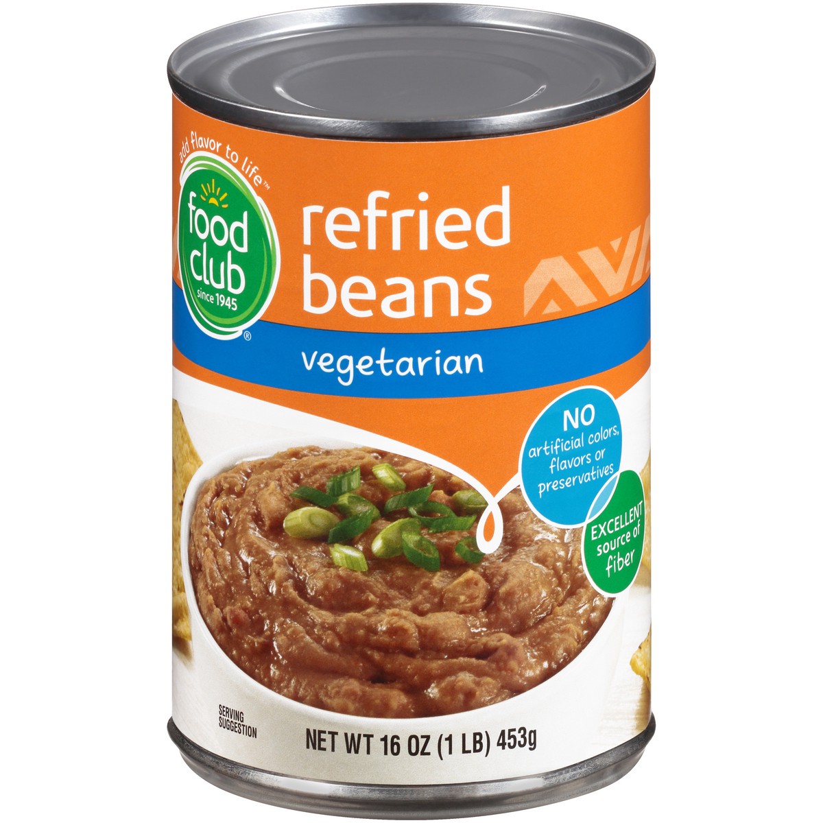 slide 1 of 10, Food Club Vegetarian Refried Beans, 16 oz