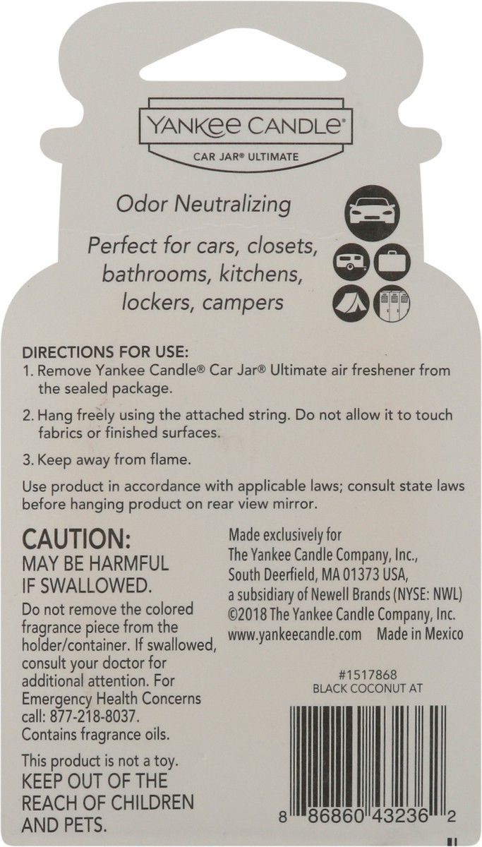 slide 4 of 11, Yankee Candle Car Jar Ultimate Black Coconut Air Freshener 1 ea, 1 ct