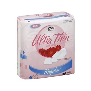 slide 1 of 1, CVS Pharmacy Ultra Thin Pads With Wings Regular, 36 ct