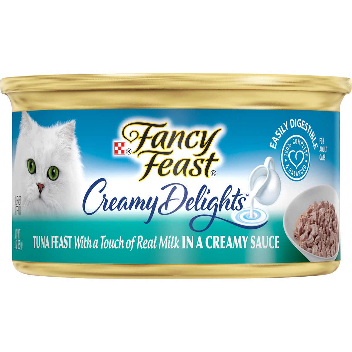 slide 3 of 3, Fancy Feast Purina Fancy Feast Wet Cat Food, Creamy Delights Tuna Feast in a Creamy Sauce, 3 oz