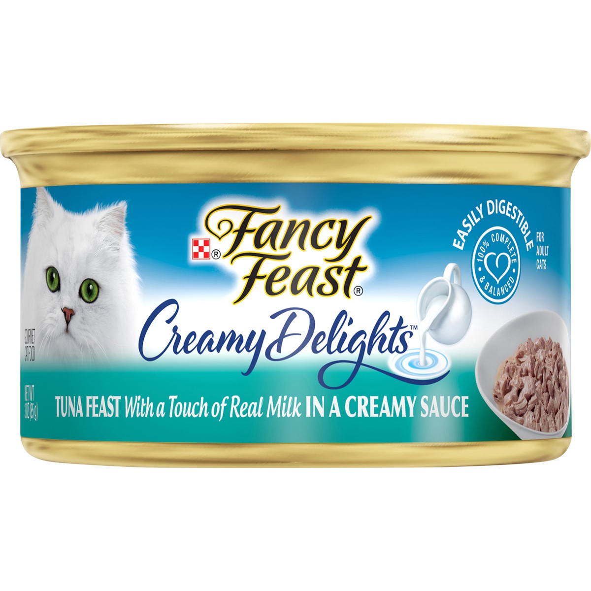slide 1 of 3, Fancy Feast Purina Fancy Feast Wet Cat Food, Creamy Delights Tuna Feast in a Creamy Sauce - 3 oz. Can, 3 oz