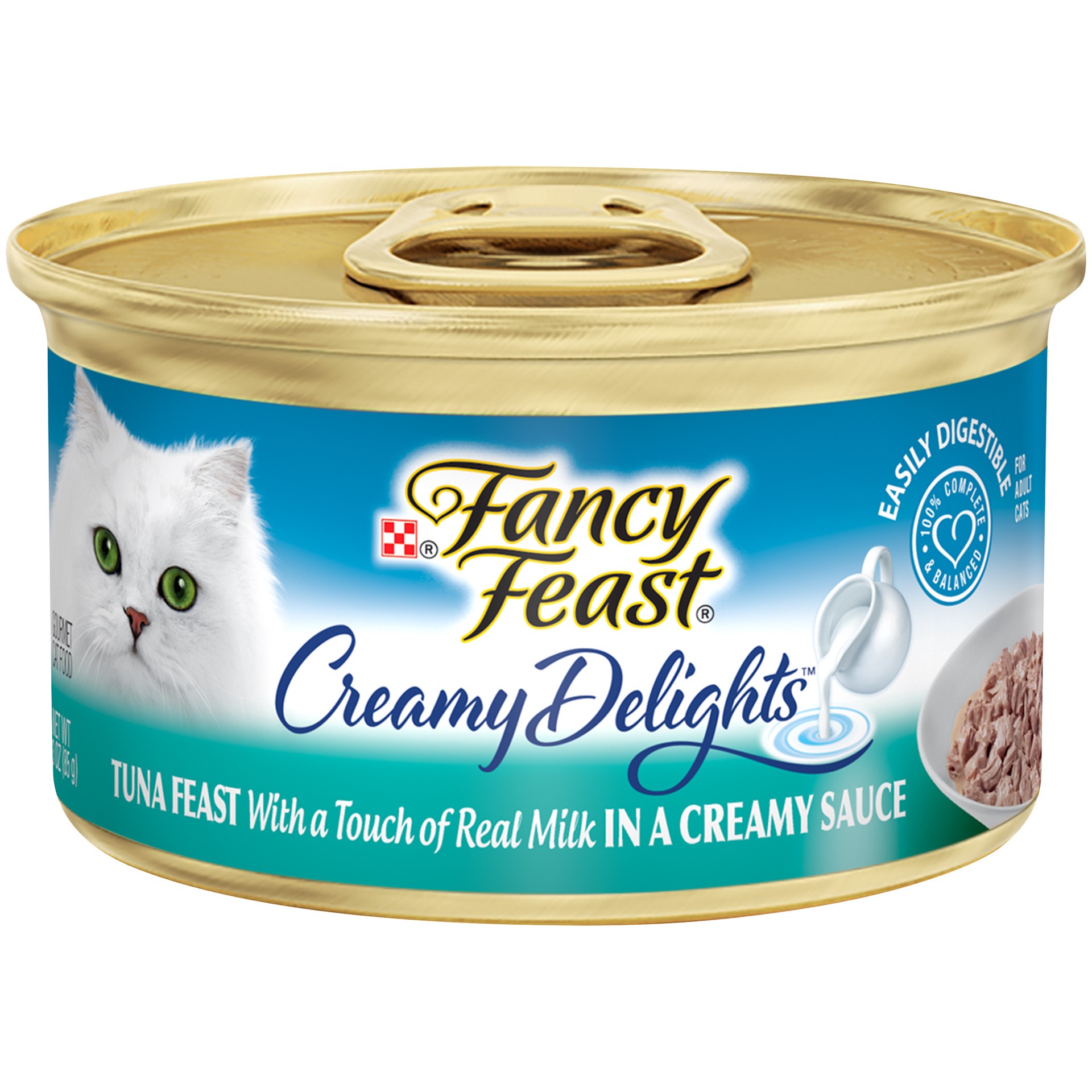 slide 1 of 3, Fancy Feast Purina Fancy Feast Wet Cat Food, Creamy Delights Tuna Feast in a Creamy Sauce, 3 oz