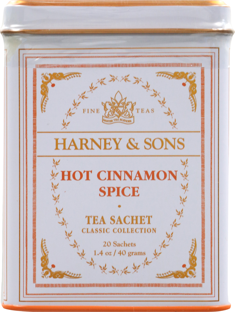 slide 1 of 1, Harney & Sons Sons Hot Cinnamon Spice Tea Sachets Tin, 20 ct