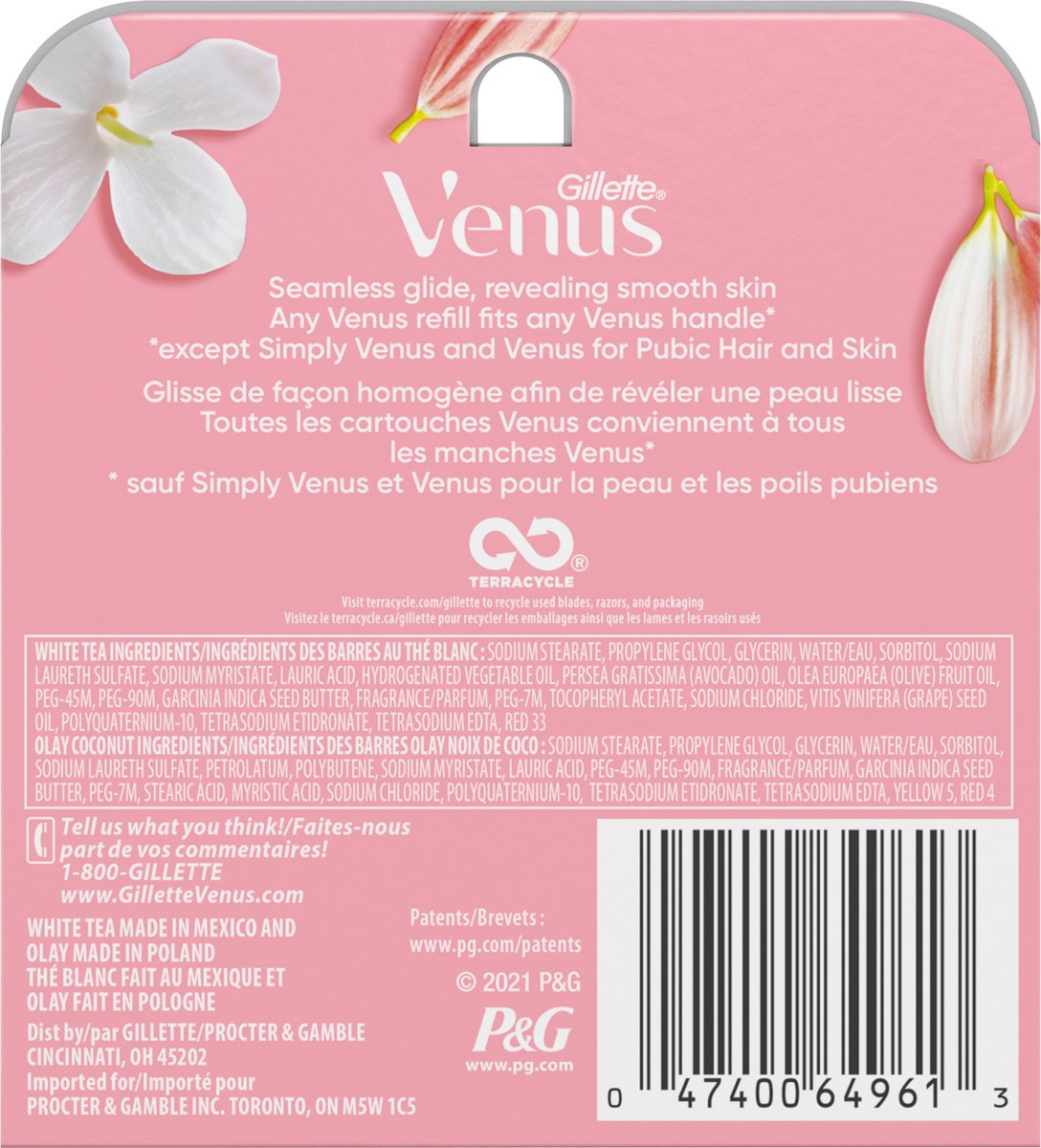 slide 2 of 3, Venus Gillette Venus Comort Glide White Tea With Olay Razor Cartridges, 4 ct