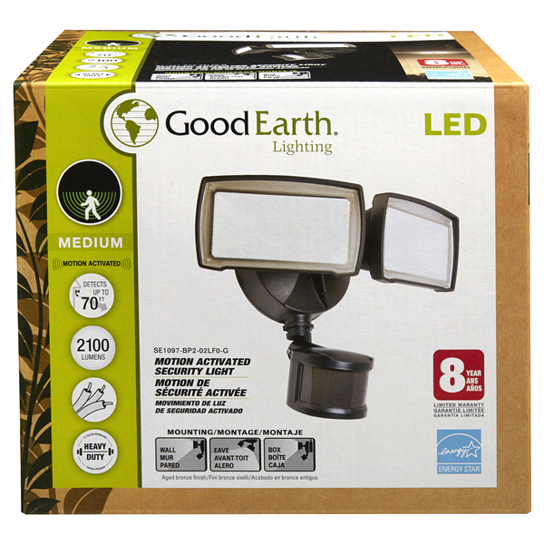 slide 1 of 1, Good Earth Lighting LED 2 Head Motion Activated Security Light, 1 ct