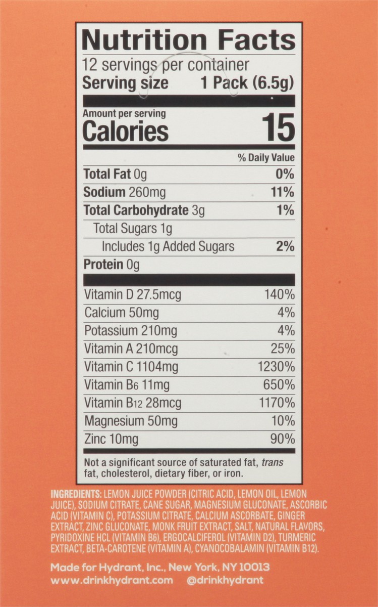 slide 6 of 9, Hydrant Immunity Lemon Ginger Drink Mix - 12 ct, 12 ct