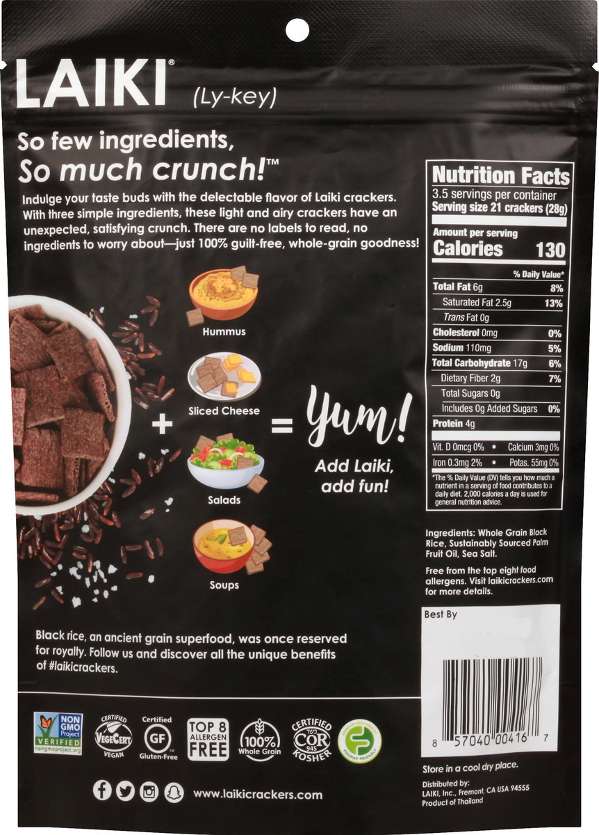 slide 4 of 8, Laiki Black Rice Crackers - Oil, Salt & Nothing Else, 3.5 oz
